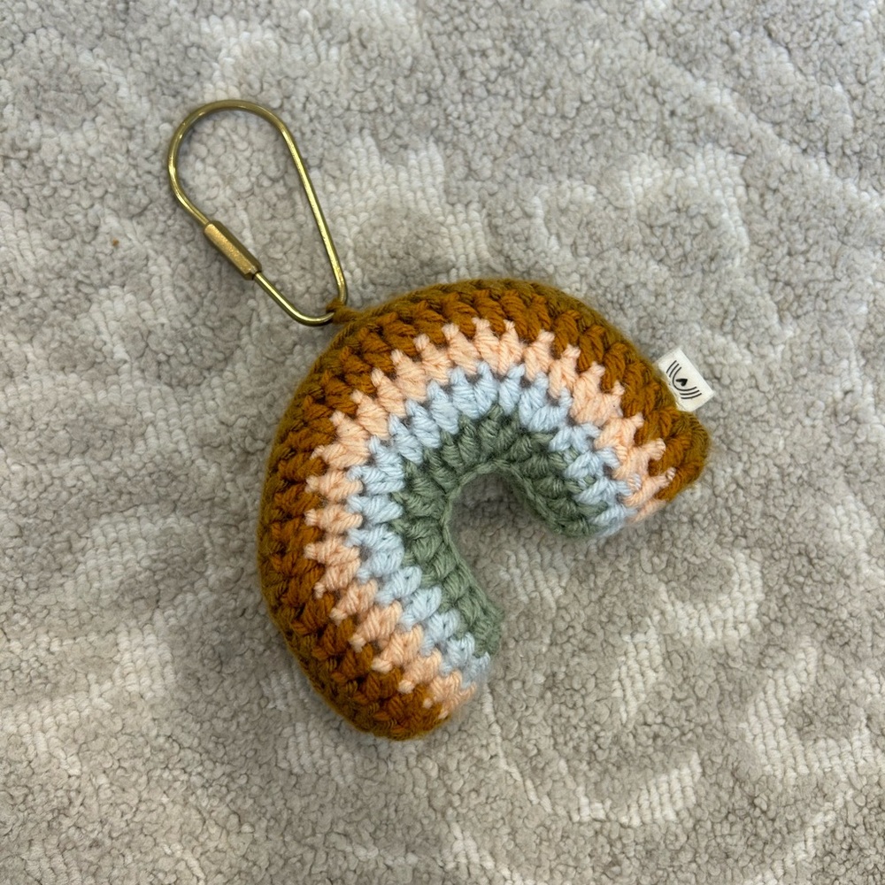 Mama made minis crochet rainbow keychain baby shower gift keychain neutral